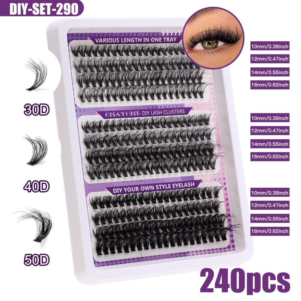 Eyelash Extension Cluster - Ciglia Finte dall'Aspetto Naturale, Stile Wispy,